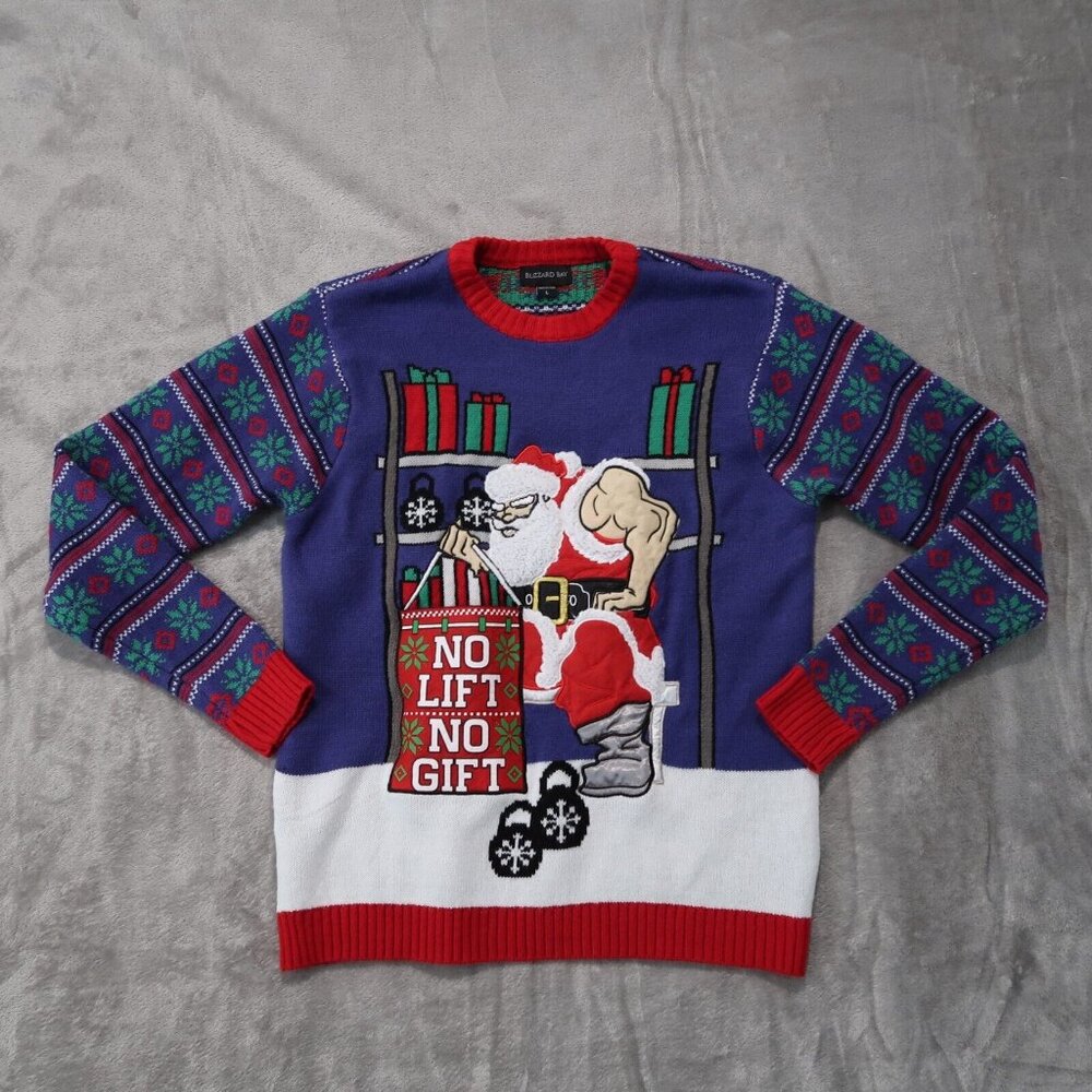 Blizzard Bay Sweater Mens L Red Knit Pullover Sweatshirt Crew Neck Muscle Santa